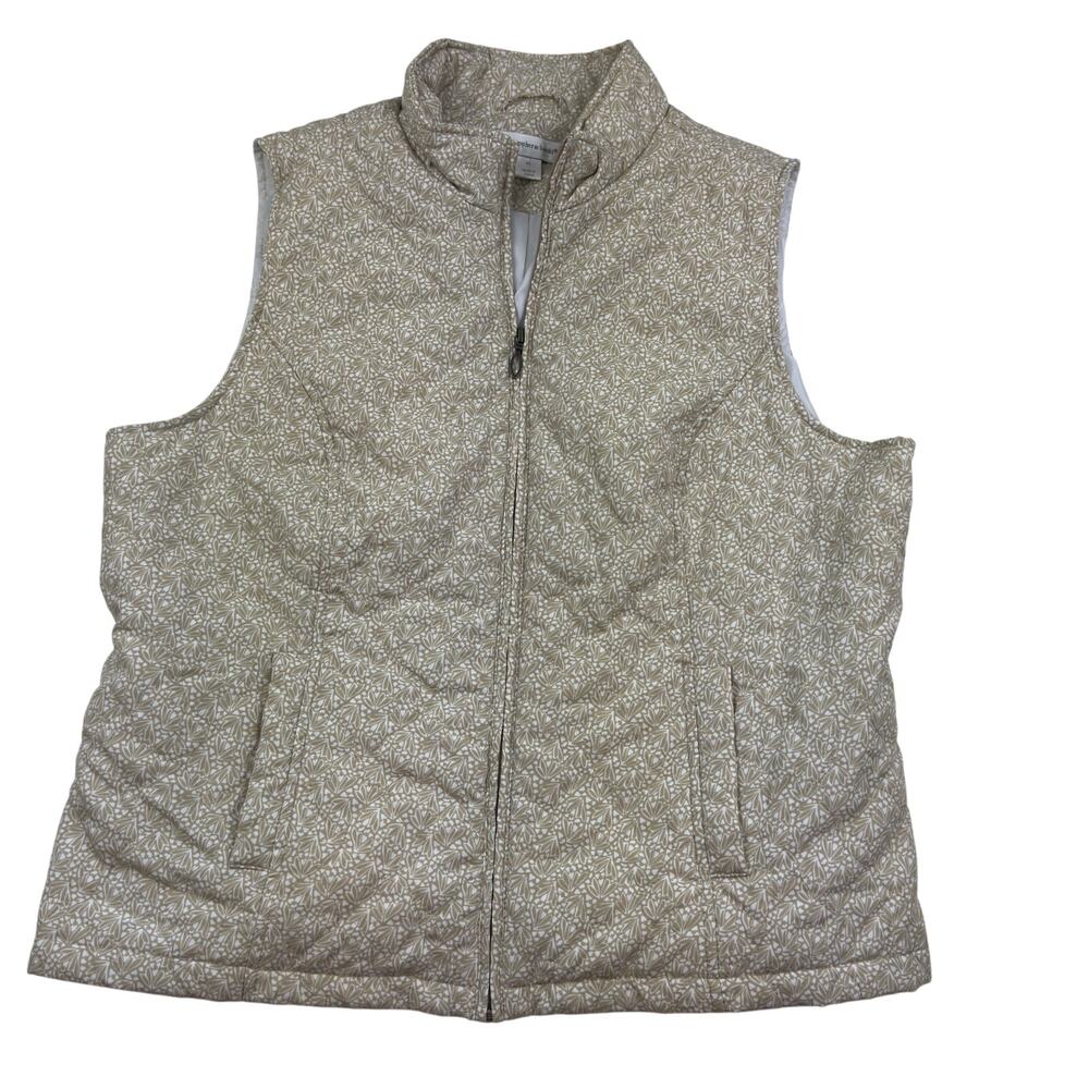 Christopher & Banks Floral Feminine Cottagecore Neutral Quilted Vest Women's XL